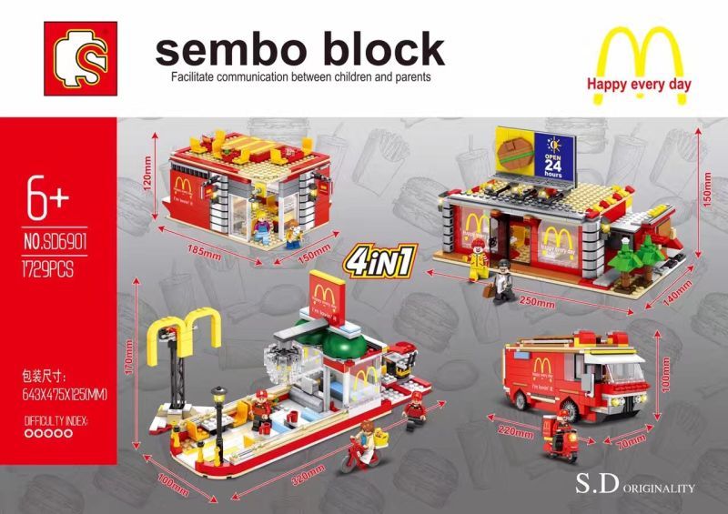เลโก้ Sembo Block Mcdonal ร้านแมคโดนัล ต่อได้ 4 รูปแบบมีไฟ LED