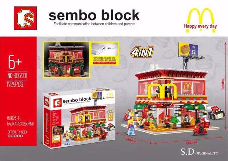 เลโก้ Sembo Block Mcdonal ร้านแมคโดนัล ต่อได้ 4 รูปแบบมีไฟ LED